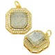 Zircon Brass Charm Octagon 16x18mm