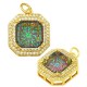 Zircon Brass Charm Octagon 16x18mm