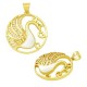 Enameled Brass Charm Round Peacock with Zircon 28mm