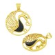 Enameled Brass Charm Round Peacock with Zircon 28mm