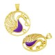 Ciondolo in Ottone Rotondo Pavone con Zirconi e Smalto 28mm