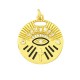 Enameled Zircon Brass Charm Round Evil Eye with Zircon 20mm