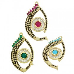 Pendentif en Laiton Émaillé avec œil Maléfique Ouvrable 18 x 29 mm