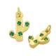 Breloque en Laiton et Zircon Cactus 8 x 13 mm