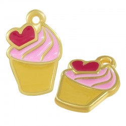 Zamak Charm Ice Cream w/ Heart & Enamel 11x15mm