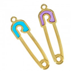 Zamak Pendant Safety Pin w/ Enamel 13x44mm