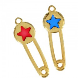 Zamak Pendant Safety Pin Star w/ Enamel 14x40mm