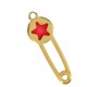 Zamak Pendant Safety Pin Star w/ Enamel 14x40mm