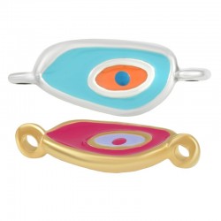 Zamak Connector Oval w/ Evil Eye & Enamel 11x20mm