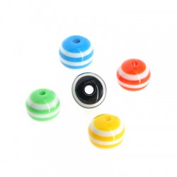 Polyester Bead Round w/ Stripes 10mm