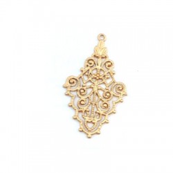 Brass Casting Pendant Filigree 20x32mm