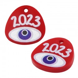 Plexi Acrylic Lucky Charm Drop “2023” w/ Evil Eye 17mm