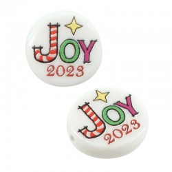 Acrylic Lucky Bead Round “Joy 2023” w/ Star 15mm (Ø1.7mm)
