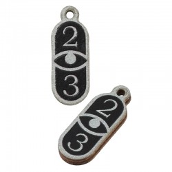 Wooden Lucky Charm Tag Oval “23” w/ Evil Eye 9x23mm