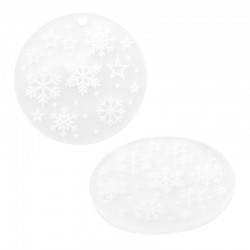 Plexi Acrylic Pendant Round w/ Snowflakes 44mm