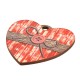 Wooden Pendant Heart w/ Bow & Button 59x52mm