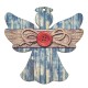 Wooden Pendant Angel w/ Bow & Button 83x85mm