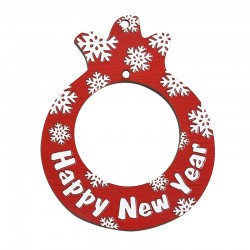 Wooden Lucky Pendant Pomegranate "Happy New Year"  59x74mm