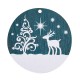 Wooden Lucky Pendant Round Christmas Tree & Deer 50mm