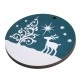 Wooden Lucky Pendant Round Christmas Tree & Deer 50mm