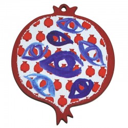 Ξύλινο Μοτίφ Ρόδι Μάτι Γούρι 65x77mm