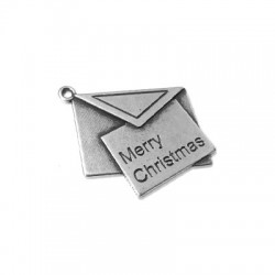 Zamak Lucky Charm Envelope "Merry Christmas" 20x23mm