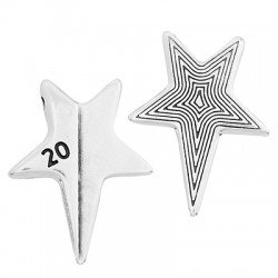 Μεταλλικό Ζάμακ Χυτό Μοτίφ Αστέρι "20"25x32mm (Ø2.2mm)