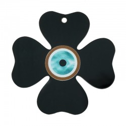 Plexi Acrylic Pendant Four Leaf Clover w/ Evil Eye 50mm
