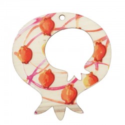Wooden Lucky Pendant Pomegranate 65x60mm