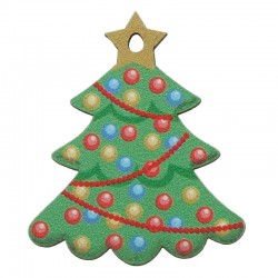 Ξύλινο Μοτίφ Γούρι Χριστουγεννιάτικο Δέντρο Αστέρι 30x36mm
