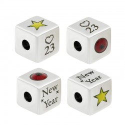 Brass Bead Lucky Cube "23" w/ Enamel 8mm (Ø3mm)