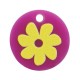 Plexi Acrylic Charm Round w/ Flower 14mm