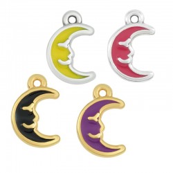 Enameled Zamak Charm Moon 18x12mm