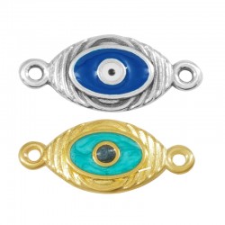 Zamak Connector Evil Eye w/ Enamel 20x12mm