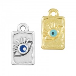 Zamak Charm Tag w/ Evil Eye & Enamel 8x12mm