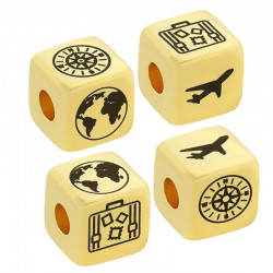 Brass Bead Cube Travel Designs 8mm (Ø3mm)