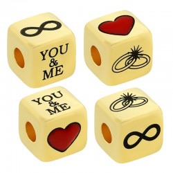 Brass Bead Cube Heart Eternity w/ Enamel 8mm (Ø3mm)