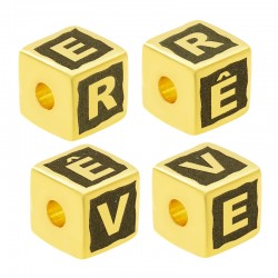 Brass Bead Cube  "REVE" 8mm (Ø3mm)