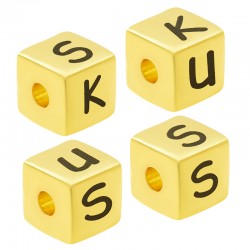 Brass Bead Cube  "KUSS" 8mm (Ø3mm)