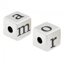 Cubo in Metallo Ottone "AMOR" 8mm (Ø3mm)