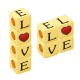 Brass Lucky Bead Cube "LOVE" w/ Heart & Enamel 10mm (Ø5.2mm)