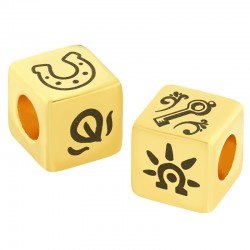 Brass Bead Cube w/ Luck Designs 10mm (Ø5.2mm)