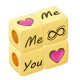 Brass Bead Cube "YOU ME" w/ Heart & Enamel 10mm (Ø5.2mm)
