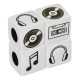 Perle cube en laiton avec dessins de musique 10mm (Ø5.2mm)