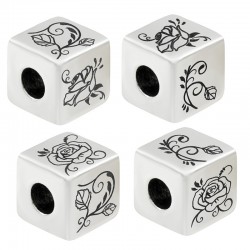 Cubo in Metallo Ottone Fiori Rose 10mm (Ø5.2mm)