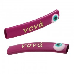Brass Painted Tube "Νονά" with Evil Eye 35x6mm Ø5.2x3mm
