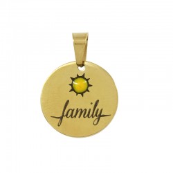 Stainless Steel 304 Charm Round "family" w/Enamel 15mm/1.5mm