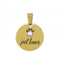 Stainless Steel 304 Charm Round "pet" w/Enamel 15mm/1.5mm