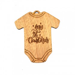 Wooden Pendant Lucky "My 1st Christmas" 82x70mm