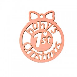 Wooden Lucky Pendant "Baby's 1st Christmas" 70x60mm